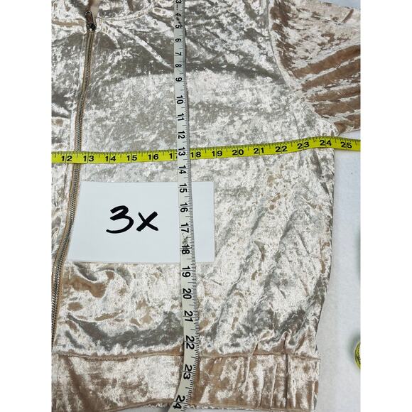PLUS SIZE 2X champagne cream velvet jogger track loungewear pant set NWT B37 - Picture 11 of 11
